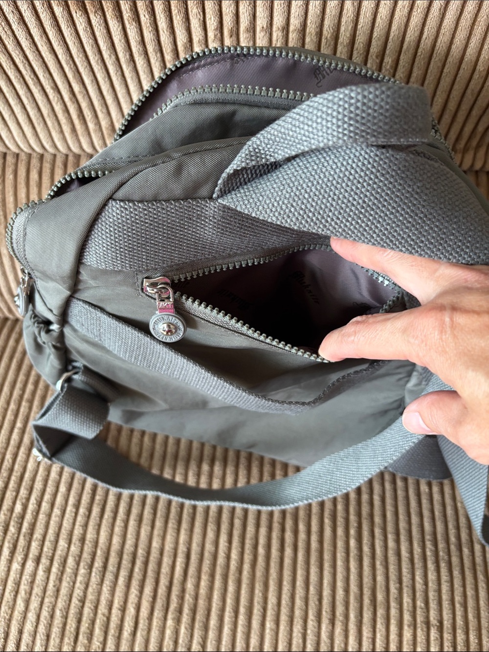 Gray nylon backpack - Picture 8 of 11